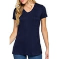 thumbnail image 3 of Women's Short Sleeve V-Neck Relaxed Fit Top with Chest Pocket 2-Pack, 3 of 6