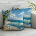 thumbnail image 3 of Orinice Palm Trees Wave Beach Graphic Decorative Pillow Cover for Home Couch Living Room Bed Sofa 1PC 24x24in, 3 of 5
