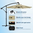 thumbnail image 3 of 10FT Solar LED Offset Cantilever Umbrella with Crank Lift & Tilt, 8-Rib Design, 99% UV Protection, Fade-Resistant Fabric for Patio, Pool, Backyard Use, 3 of 7