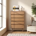 thumbnail image 5 of LuxenHome Oak Finish Manufactured Wood 48.5-Inch Tall 5-Drawer Bachelor Chest, 5 of 8