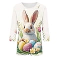 thumbnail image 5 of Royisotas Women's Cute Easter Shirts Funny Bunny Rabbit Print Easter Day T-Shirt Blouse 3/4 Sleeve T-Shirt Tunic Tops, 5 of 5