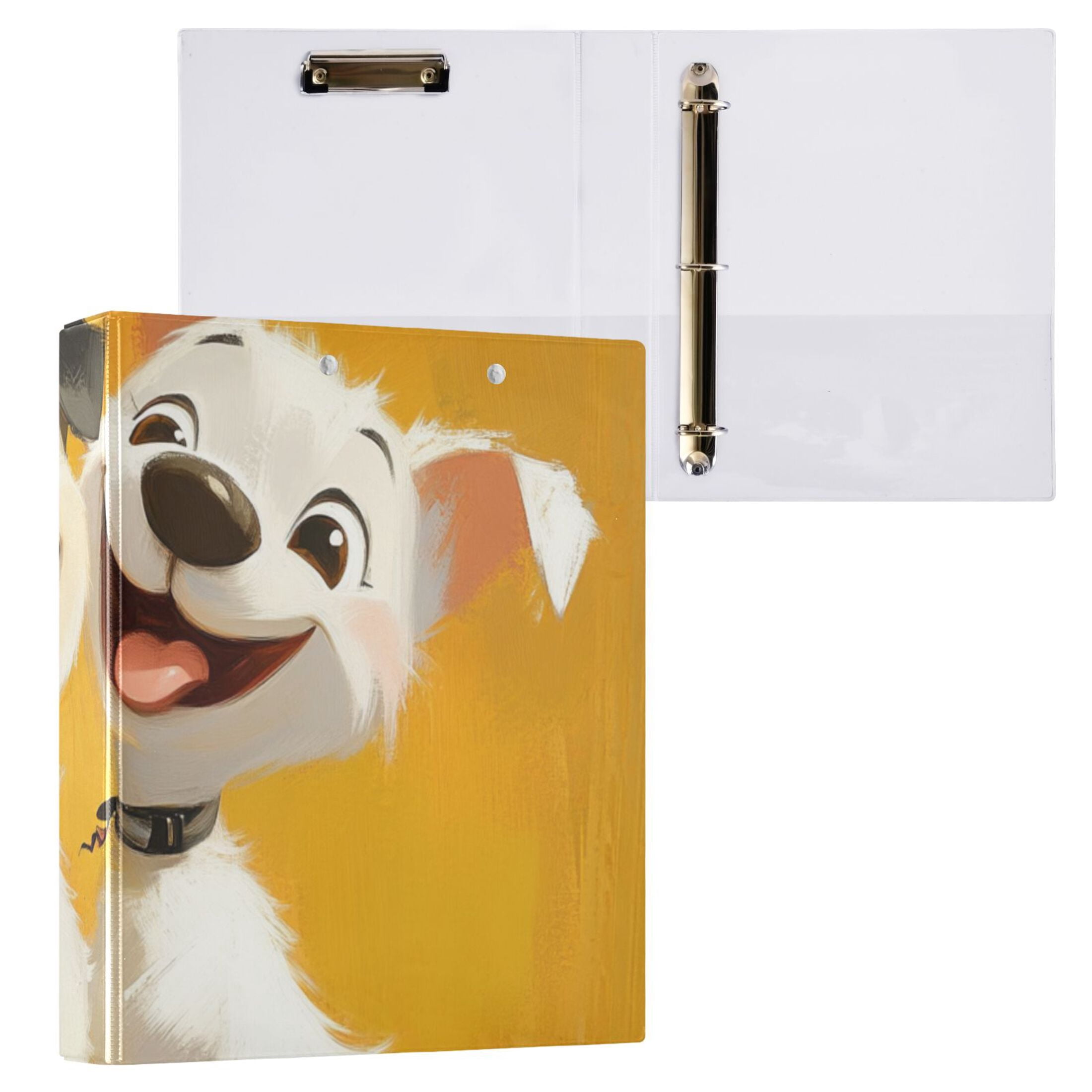 Happy Dogs 3 Ring Binders 1.5 inch Hardcover File Folders with Interior Pockets A4 Size Organizer for School Office Hospital
