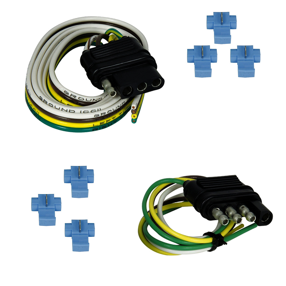Trailer Light Wiring 4-way Flat 48" Vehicle End Socket & 12" Trailer
