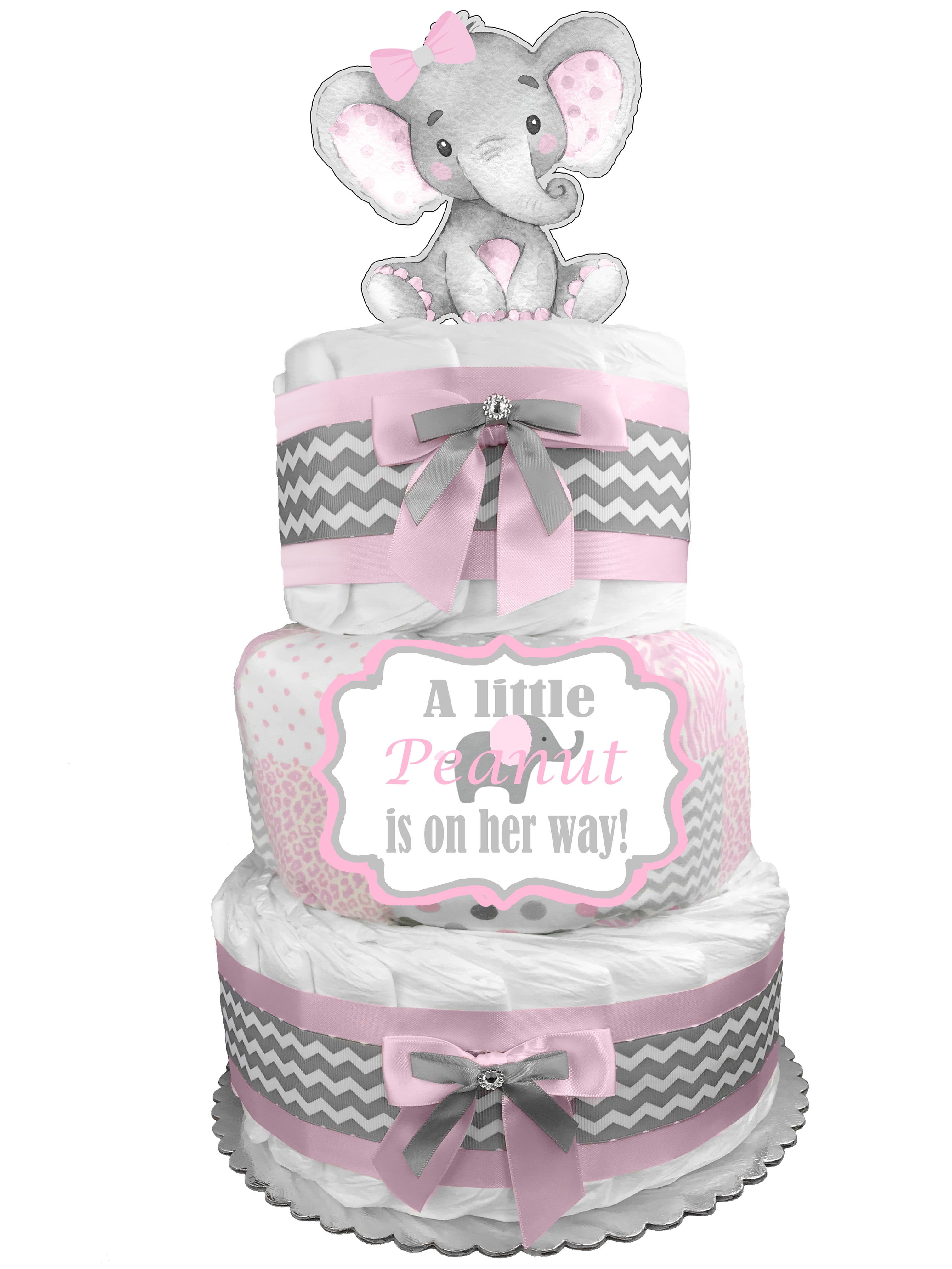 baby girl elephant diaper cake