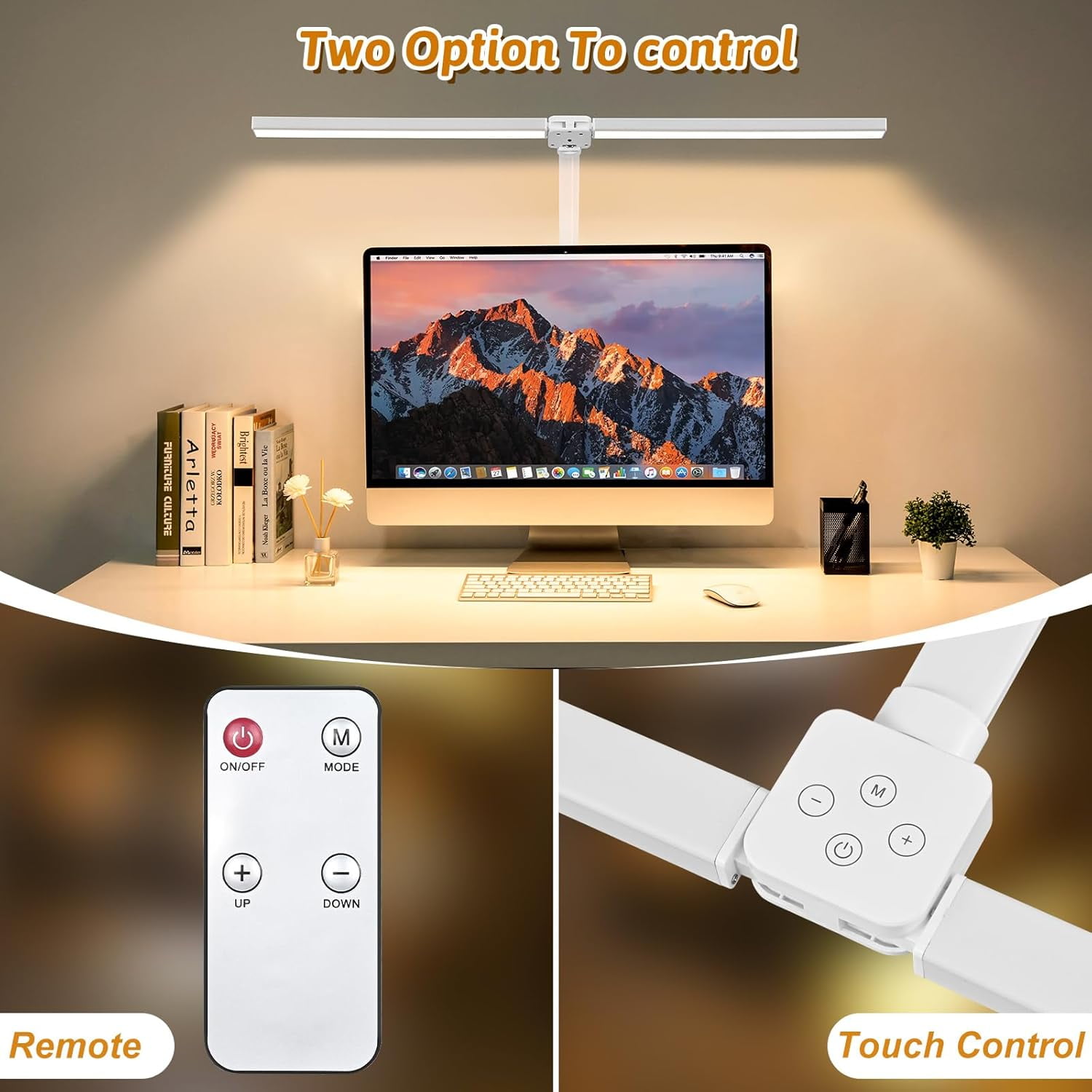 OptiLite White Clamp-On LED Desk Lamp, Dimmable Adjustable Arm Task Light with Touch Controls