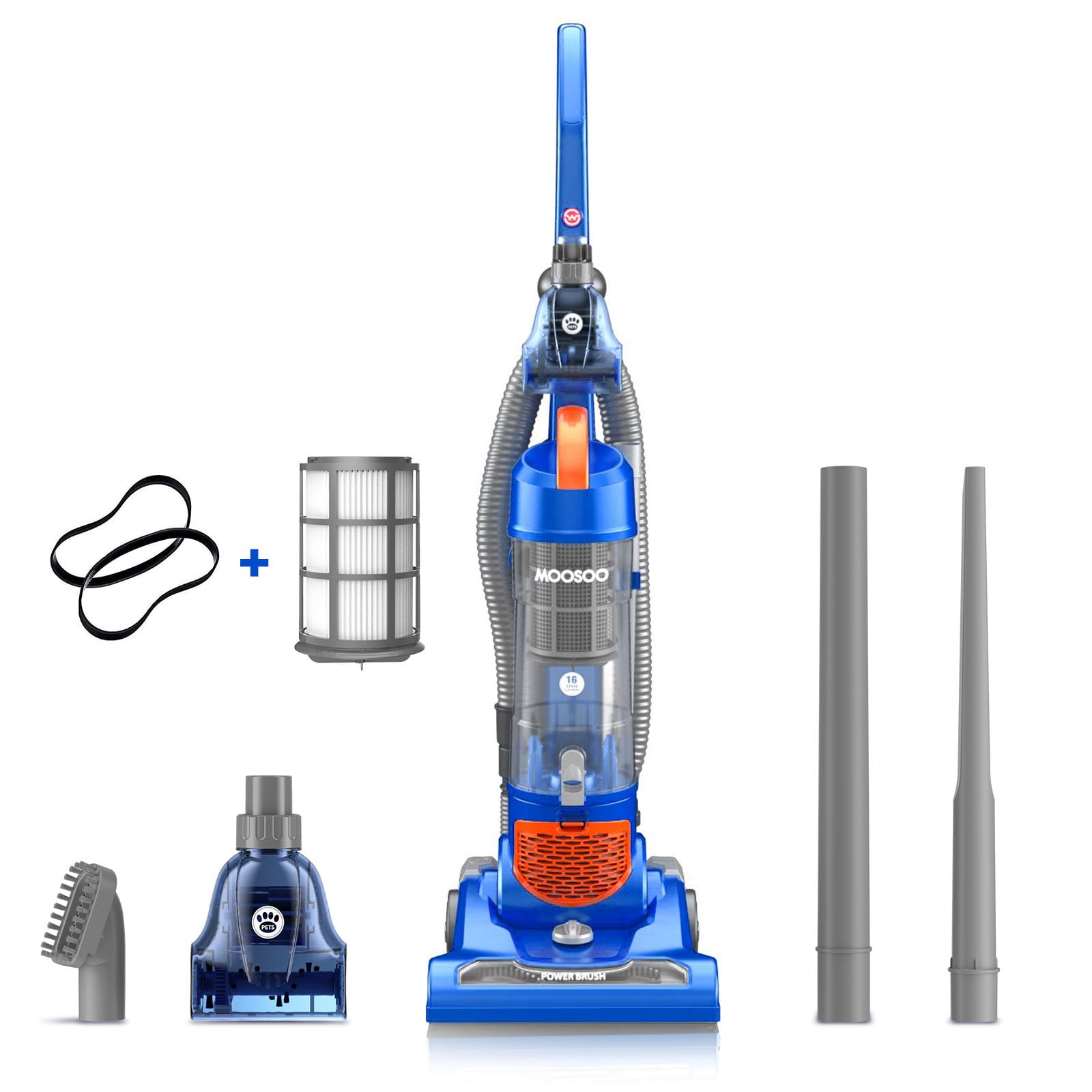 Moosoo Upright Vacuum Cleaner, 1400W Powerful Suction with Grooming