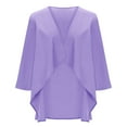 thumbnail image 4 of bbymog Womens Cardigans Lightweight 3/4 Sleeve Cardigan Open Front Ruffles Cardigan Fall Vacation Casual Cardigan for Women Purple XXL, 4 of 6