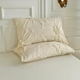 thumbnail image 2 of Rustic French Style Textured Flower Pinch Pleated Beige Duvet Cover Set Solid Luxury Bedding Sets,King Size, 2 of 5