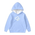 thumbnail image 4 of MEZZALL Girls Hood Cozy Heart Print Hoodie Dress Up Kids Hooded Sweatshirt For Lightweight Soft Lined Contemporary Everyday Wear Long Sleeve Pullover , Light Blue, 4 of 4