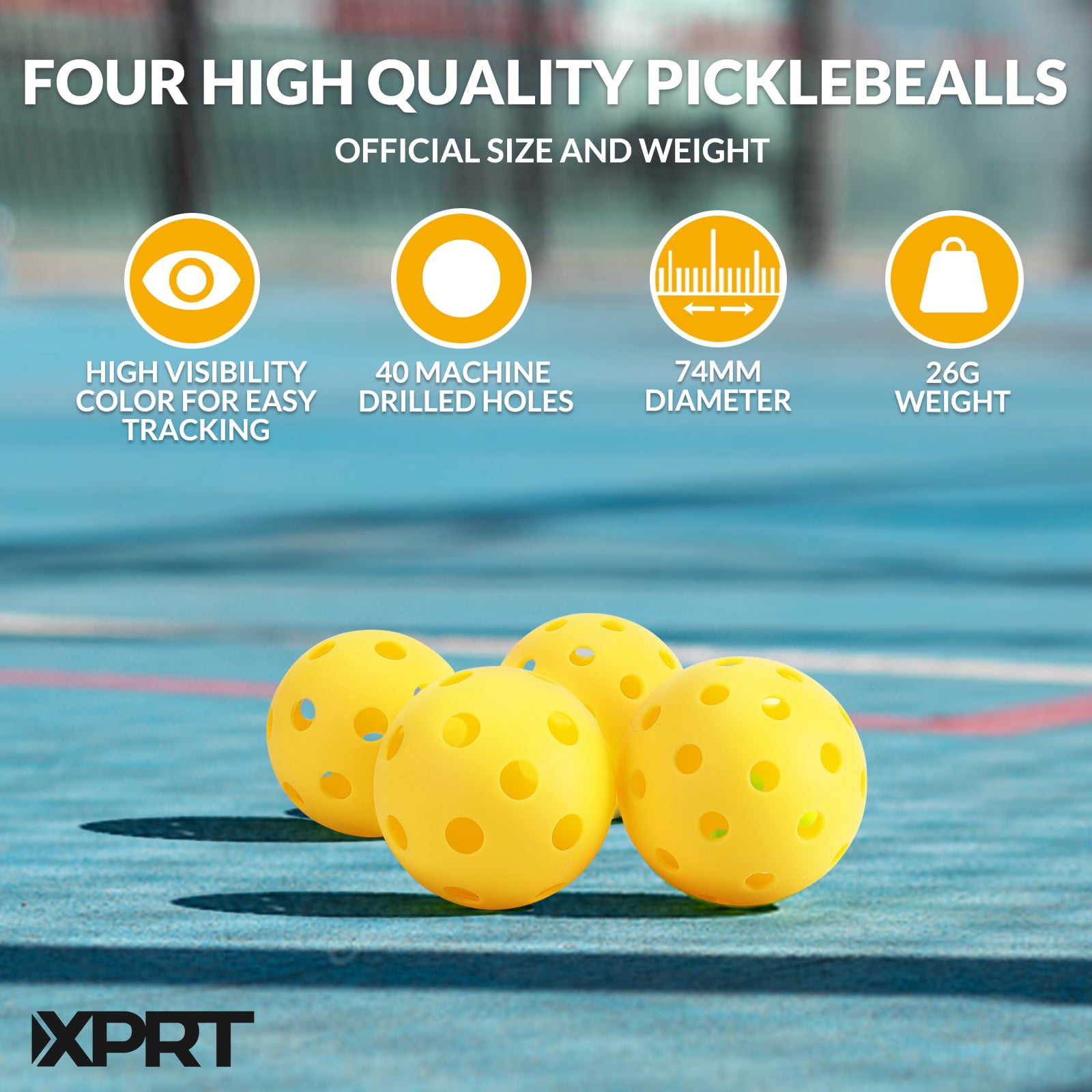 XPRT Pickleball Paddle Set – USAPA Approved Fiberglass Surface, PP Honeycomb Core, Lightweight 7.8 oz, Large Sweet Spot, Includes 2 Paddles, 4 Outdoor Balls, Carry Bag – Tournament Ready Set