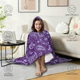 thumbnail image 4 of Wearable Blanket,Purple Paisley Pattern Hooded Wearable Sherpa Blanket for Adults & Teens,Winter Poncho Shawl Wrap Cape Thick Warm,50"x60", 4 of 5