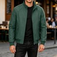 thumbnail image 2 of Rexolia Men’s Zip Front Golf Jacket Lightweight Plaid Lined Slim Fit Casual Outdoor Wind Resistant Army Green L, 2 of 6