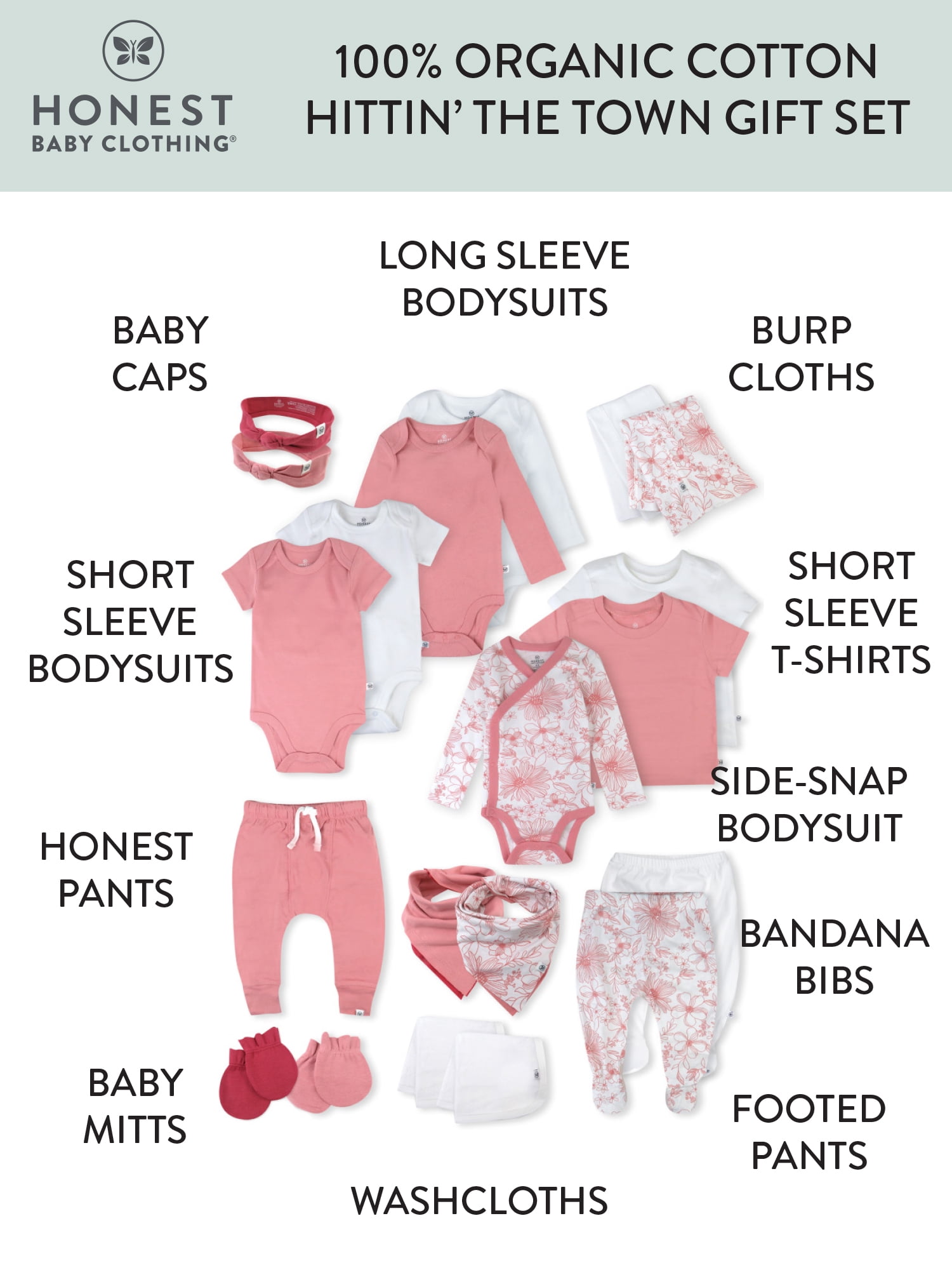 Honest Baby Clothing Baby Boy or Girl Gender Neutral Organic Cotton Hittin the Town Gift Set, 20 Piece (Newborn-6 Months)