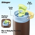 thumbnail image 4 of Sidagar 30 oz Insulated Water Bottle with Straw, Dual Drinking Lid and Carry Handle, Stainless Steel Travel Tumbler, Brown, 4 of 9