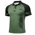 thumbnail image 4 of GrmtClth 1776 2026 Usa Camo Raglan Polo Shirt for Men Independence Day American Flag Print Summer Tops Collared Trendy Short Sleeve Button Golf Polos Green M, 4 of 5