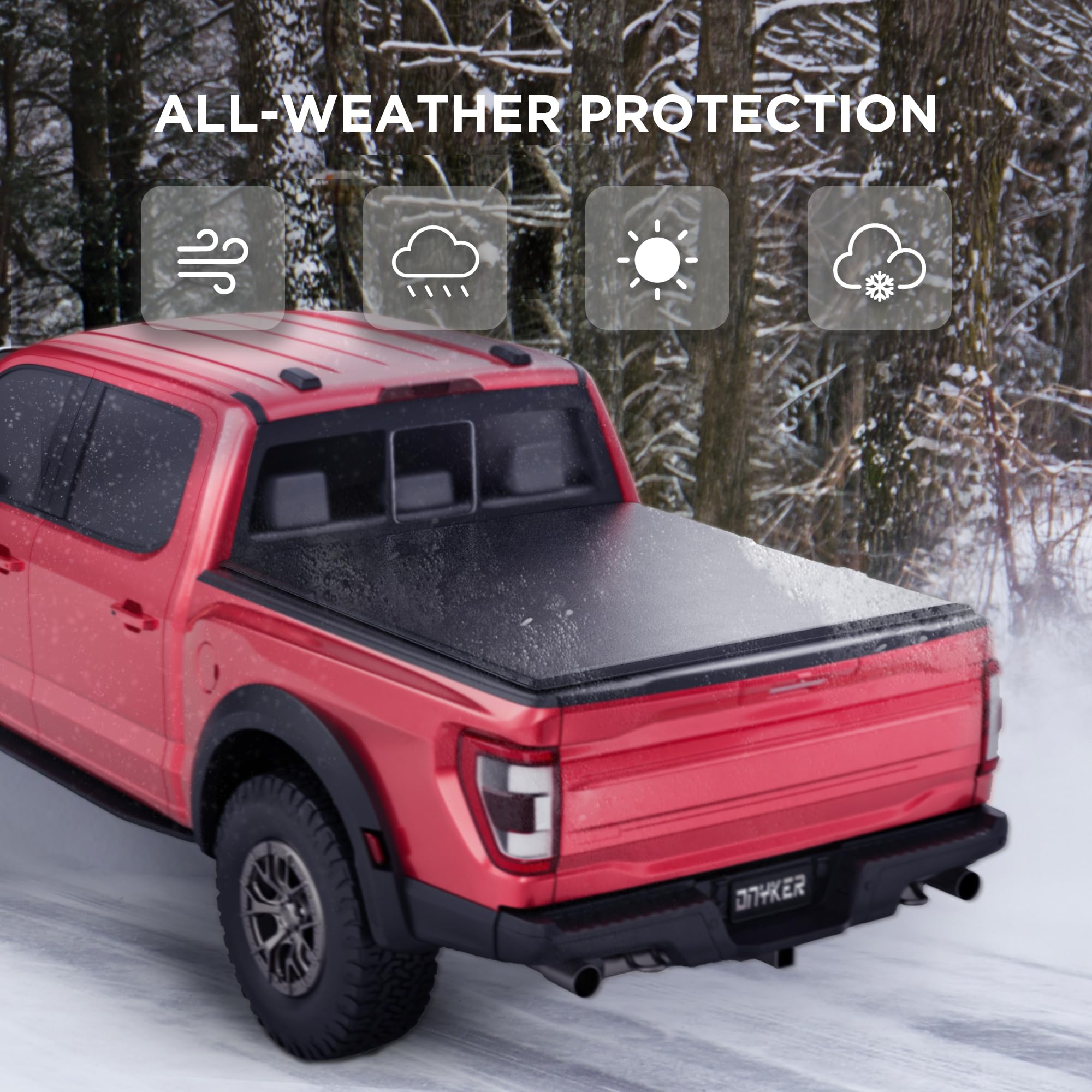 Soft Roll-up Truck Bed Tonneau Cover Compatible with 2024-2025 Toyota Tacoma, 5'(60") Bed with OE Track System
