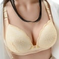 thumbnail image 6 of qelini Bras for Women Plus Size Front Closure Wireless Full Cup Adjustable Padded Wirefree Breathable No Steel Ring Gathering Underwear Everyday Bras with Back Support Beige XL, 6 of 6