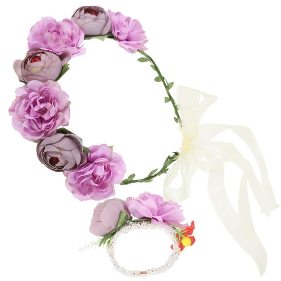 FRCOLOR 1 Set Fairy Headpiece for Women Purple Flower Crown Bridal Accessories Special Day
