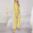 thumbnail image 3 of Goofa Yellow Gingham Printed Women’s 2 Piece Pajama Set Super,Pajamas Women's Long Sleeve Sleepwear Soft Button Down Loungewear Pjs Lounge Set Nightwear-Medium, 3 of 9