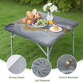 thumbnail image 4 of Gray Gold Marble Pattern Square Fitted Tablecloth with Elastic Edge,Square Table Cover,Washable Elastic Table Cover for Home Kitchen Party Decor 34"x34", 4 of 6