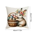 thumbnail image 4 of Throw Pillow Covers 18x18, Easter Decorations Pillow Cases with Cartoon Bunny Patterns, Spring Decor for Bedroom Couch Cushion Cover, Multicolor, 4 of 7