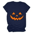 thumbnail image 4 of larppty Spooky Cute Halloween Shirt: Women's Ghost Pumpkin Graphic Fall Fashion T-Shirt (Navy, XXL), 4 of 5