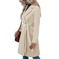 thumbnail image 4 of Women's Pea Trench Coats Notched Lapel Double Breasted Belted Business Casual Jackets Outerwear, 4 of 6