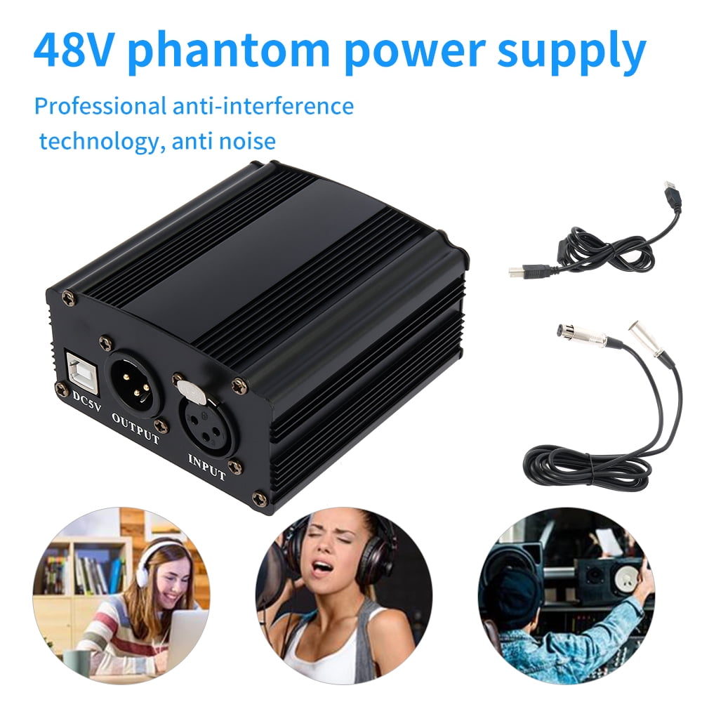Phantom Power Supply NUOSIYA 2-Channel 48V Phantom Power Supply with 6 feet USB Cable for Any Condenser Microphone Music Recording Equipment 