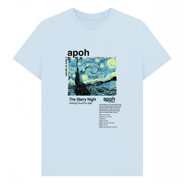 Apoh T-Shirt Adulte Nuit Étoilée Texte Vincent Van Gogh