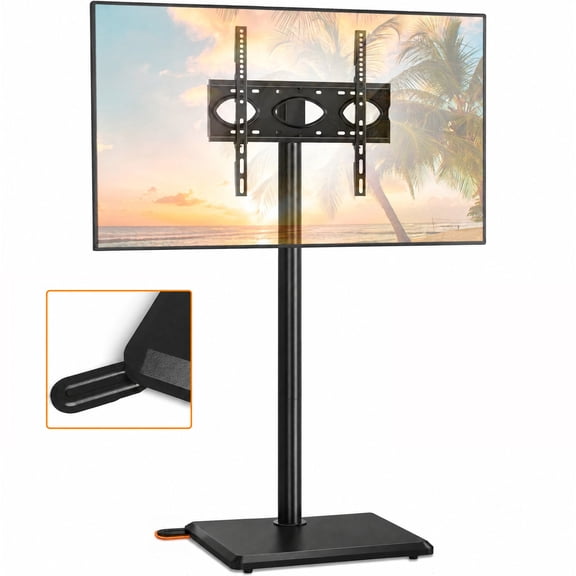 TAVR Furniture Universal TV Floor Stand with Mount for 32 to 60 inch Flat Screens, Swivel Adjustable Corner TV Standing for Bedroom Small Space, Black