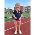 thumbnail image 5 of BemeyourBBs Toddler Baby Boy Back To School Outfit Kids Boys Kindergarten Outfits Baby Boy Summer Clothes Pencil Apple Embroidered Plaid Button Collared Short Sleeve Shirt and Pockets Shorts Set, 5 of 9