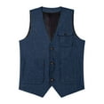 thumbnail image 4 of Yaoyar Men Solid Color Sleeveless V-Neck Single-Breasted Multi-Pocket Vest Casual Daily Wear Practical Design Versatile Layering Piece, 4 of 7