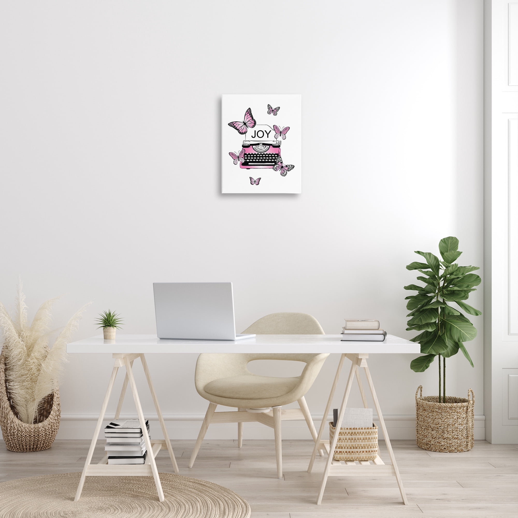 Stupell Industries Typewriter with Joy Animals & Insects Painting Gallery Wrapped Canvas Art Print Wall Art, 16 x 20