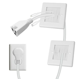 Echogear White in Wall Cable Hider for Wall Mount TV - Single Gang Pass Through Pair with Drywall Brackets Included - Manage 8 Low Voltage Cords Behin