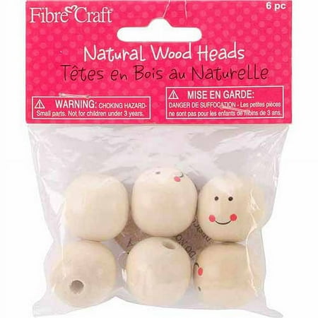 Smiling Wood Heads-25mm 6/Pkg