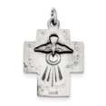 thumbnail image 2 of Sterling Silver Antiqued Alpha Omega Cross Pendant Charm, 2 of 5