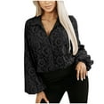thumbnail image 2 of Blmnix Womens Button Down Shirts Black Sheer Sexy Gothic Long Sleeve Tops Long Sleeve V-Neck Tops, 2 of 7