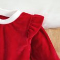 thumbnail image 3 of Newborn Baby Girl Christmas Santa Romper Dress Long Sleeve Velvet Bodysuit Dress Headband 2Pcs Outfit Infant Xmas Clothes Set, 3 of 8