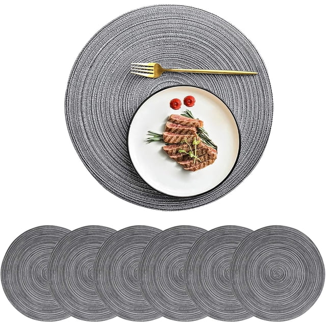 Manteles individuales tejidos de 14,1 pulgadas, manteles individuales redondos de tela para mesa de comedor, manteles individuales resistentes al calor, manteles individuales trenzados