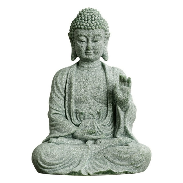 Escultura de Buda zen en arenisca verde de 7 x 6 x 9 cm