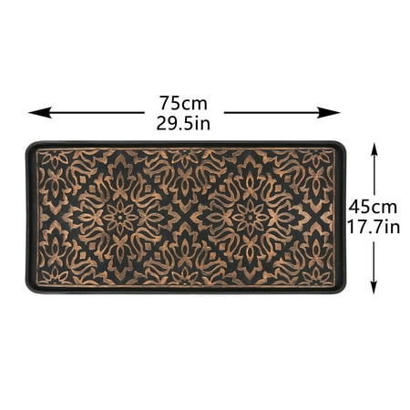 Door - Large Rubber Boot Tray Wet Shoe Floor Mat Embossed Decorative Entrance Pad for Mud Room and Garage Protection (30In X 18In)
