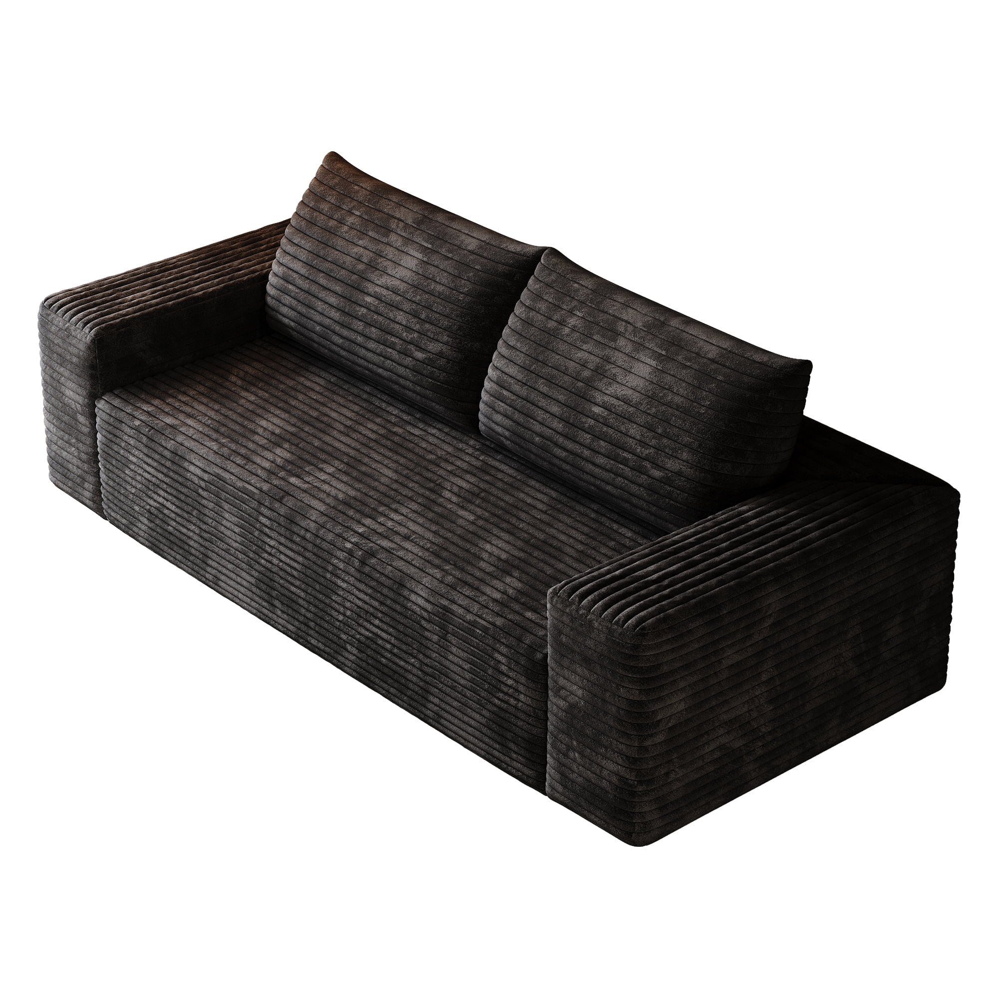 Miniyam 63" Compression Sofa 2 Seats Sofa, Deep Seat Couches for Living Room, Bedroom, Apartment (Black)