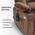 thumbnail image 3 of MCombo Large Power Lift Recliner Chair Sofa with Massage and Heat for Elderly People, Extended Footrest, Hand Remote Control, Lumbar Pillow, Cup Holders, USB Ports, Fabric 7549 (Large, Brown), 3 of 9