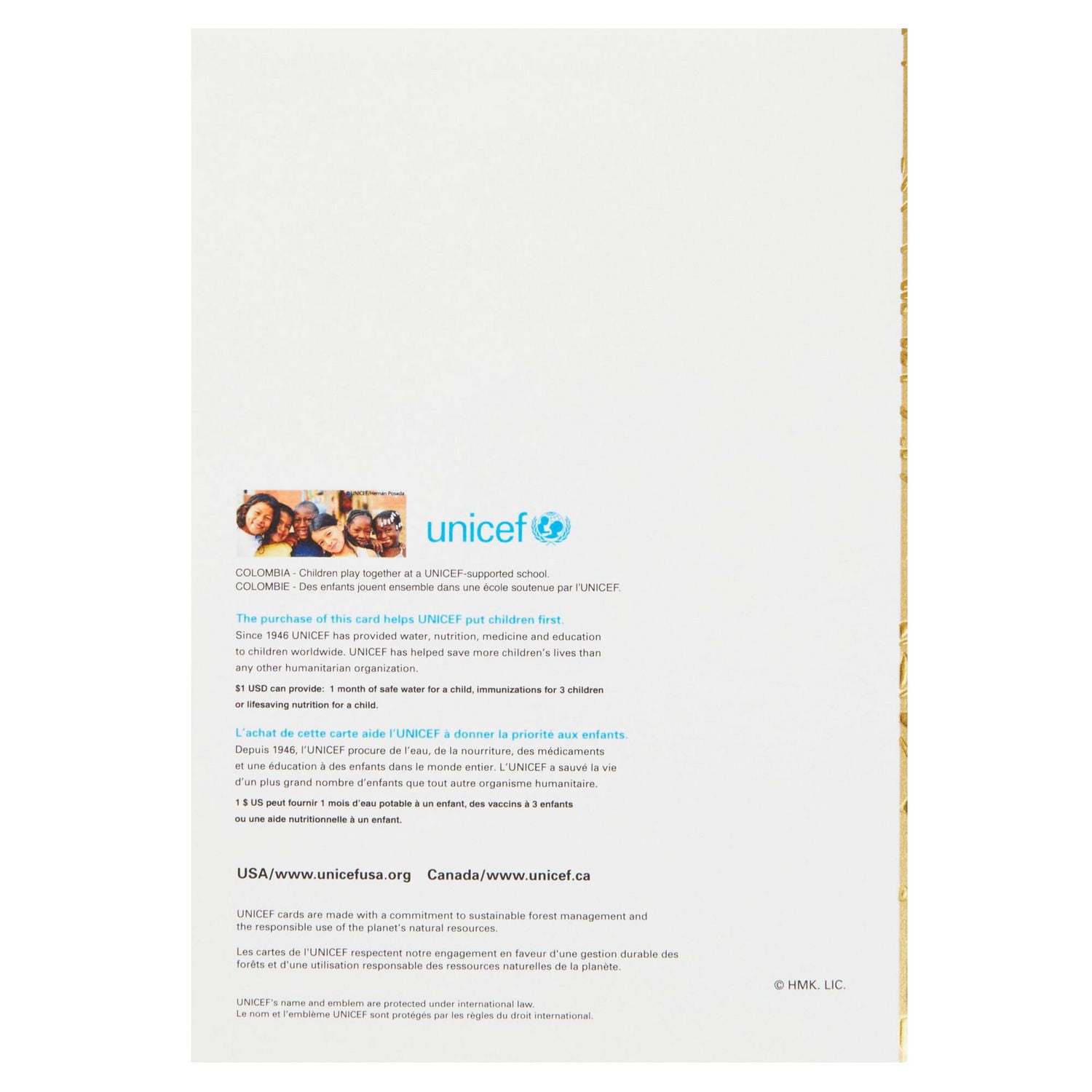 Boîtes de cartes UNICEF de Noël, Hallmark, Sapin « peace » (20 cartes et 21 enveloppes)