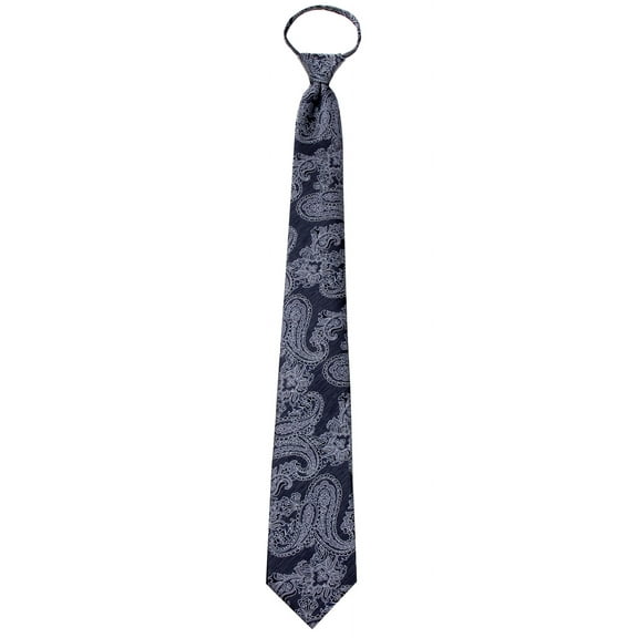 Boys 14 inch Pre Made Pattern Zipper Necktie