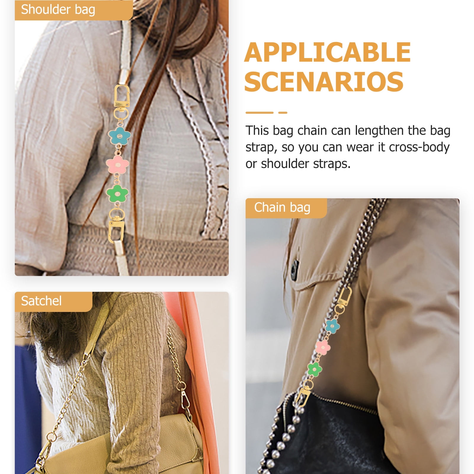 3Pcs Bag Extender Chain Purse Chain Strap Decorative Purse Strap