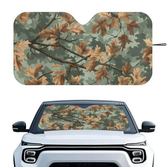 Yuyamidu Camo Hunting Car Sun Shade Windshield Wood Front Windshield Sunshade for Car SUV Van Foldable Automotive Sun Visor Car Protector Accessories Keep Your Vehicle Cool