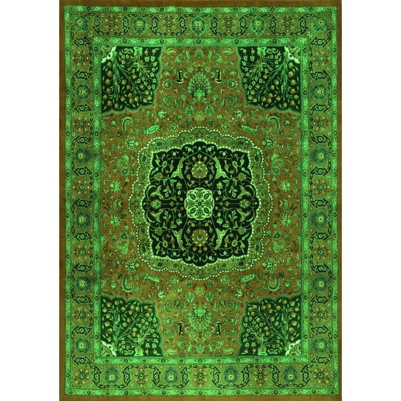 Ahgly Company Indoor Rectangle Persian Green Traditional Area Rugs, 5' x 7'