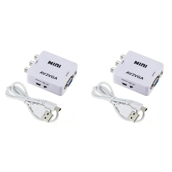2X AV () to VGA Audio Video Converter,Support Resolution 1080P /720P,with 3.5 mm AUDIO Audio Input Port,for STB TV PC