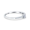 thumbnail image 2 of Simulated Cubic Zirconia Size-5 Petite Dainty Emerald Cut Wedding Engagement Ring Band 925 Sterling Silver, 2 of 7